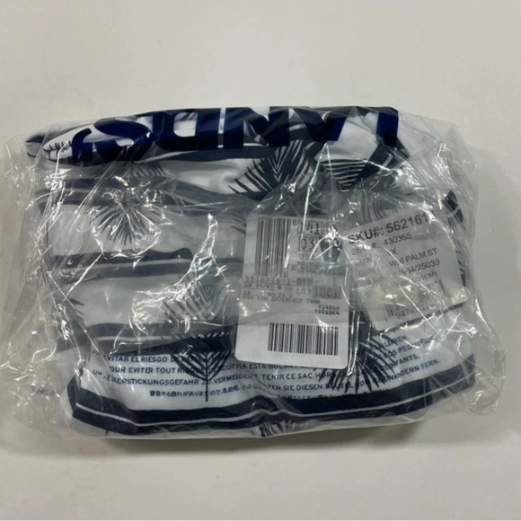 New Lands End Interlock Cotton Tank Top Size 1X Blue Palm Stripe - Picture 6 of 9